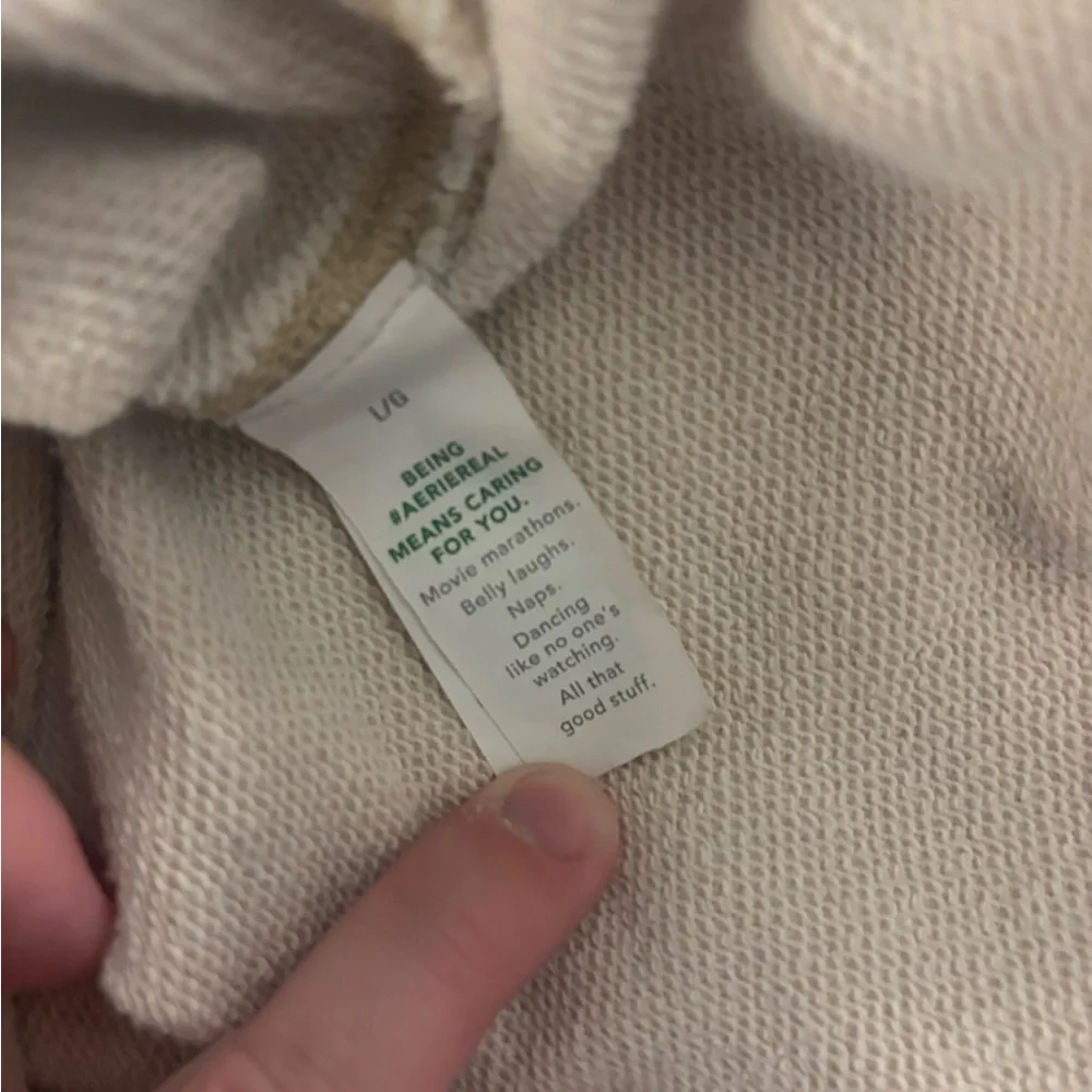 Aerie Beige Cream Sweatshirt Collared Pullover Short Sleeve Shirt - Picture 6 of 7